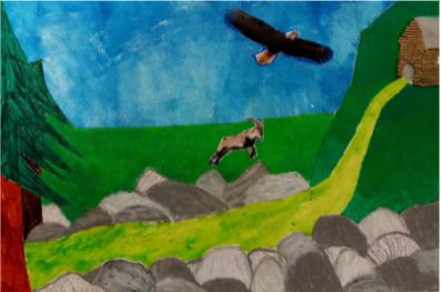 A Kamishibai to tell the story of biodiversity (photo from a student's drawing)